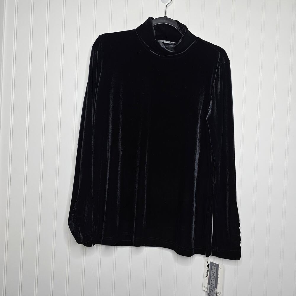 Sno Skins Women's Black Plush Velvet Turtleneck Sweater Size XL Pullover Cozy - Picture 9 of 10